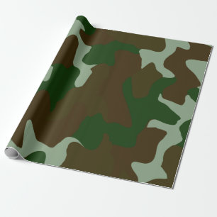 カモフラージュ柄のグリーンとブラウンの包装紙 ラッピングペーパー