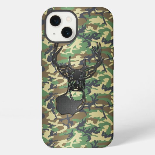 カモフラージュ柄のトロフィーバックディアー iPhoneケース (裏面)