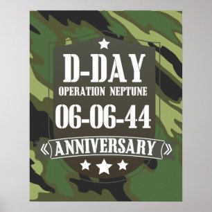 カモフラージュ柄のD-Day記念バッジ ポスター