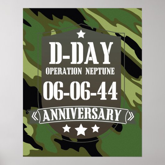 カモフラージュ柄のD-Day記念バッジ ポスター (正面)