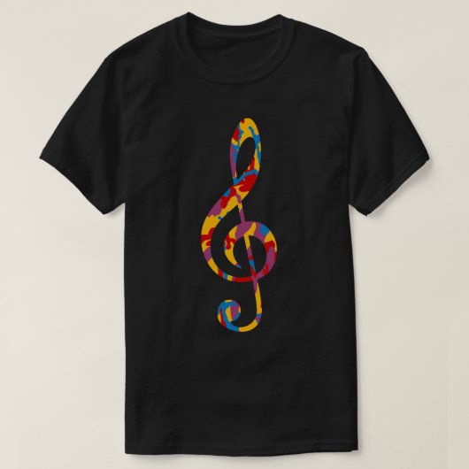 カモフラージュ柄ト音記号 Tシャツ (デザイン正面)