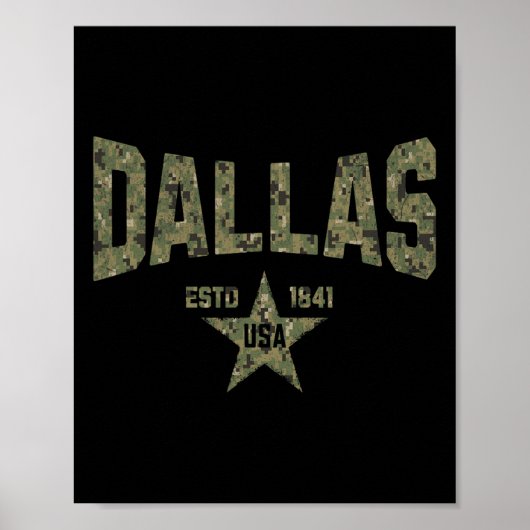 カモフラージュ柄 アメリカ スター ダラス テキサス お土産 ポスター (正面)