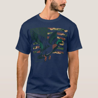 カモフラージュ柄 アメリカ フラグ柄 若者向け マガモ 狩猟 カモ柄 Tシャツ