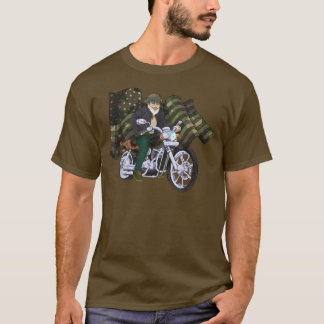 カモフラージュ米国国旗オートバイライダーモーターバイクリディ Tシャツ