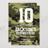 カモフラージュ誕生日招待状 招待状 (正面/裏面)