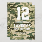 カモフラージュ誕生日招待状 招待状 (正面/裏面)