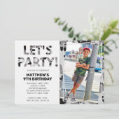 カモフラージュ誕生日、レッツグレーパーティー迷彩柄写真 招待状 (スタンド正面)