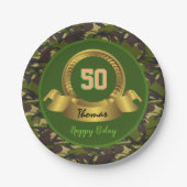 カモフラージュ軍グリーン50誕生日/ハンターパーティー ペーパープレート (正面)