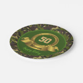 カモフラージュ軍グリーン50誕生日/ハンターパーティー ペーパープレート (アングル)