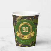 カモフラージュ軍グリーン50誕生日/ハンターパーティー 紙コップ (裏面)