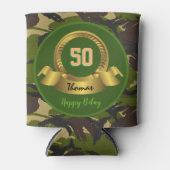 カモフラージュ軍グリーン50誕生日/ハンターパーティー 缶クーラー (正面)