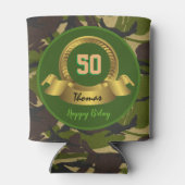 カモフラージュ軍グリーン50誕生日/ハンターパーティー 缶クーラー (裏面)