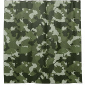 カモフラージュ迷彩柄グリーンアーミーウッドランド シャワーカーテン (正面)