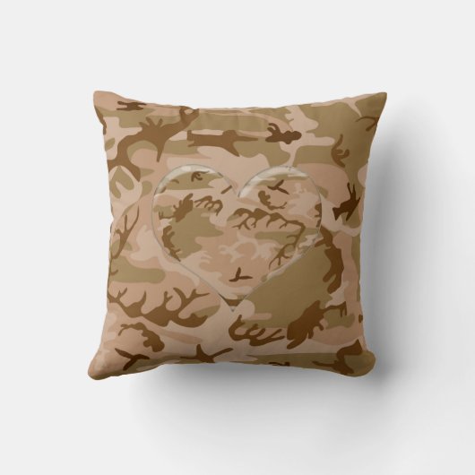 カモフラージュ迷彩柄ハート付き砂漠枕 クッション (裏面)