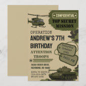 カモフラージュ陸軍お誕生日会 招待状 (正面/裏面)