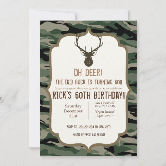 カモフラージュ - あ、鹿だ - おじいちゃんの鹿が変わりつつある 招待状 (正面)