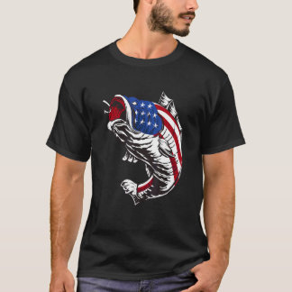 カモフラージュ アメリカ国旗 フィッシング ベース フィッシャーマン Tシャツ