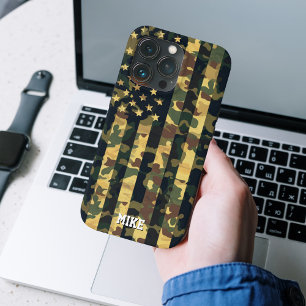 カモフラージュ アメリカ国旗,USA,愛国,緑色,ギフト, iPhone 13 PROケース
