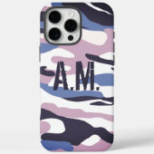カモフラージュ アーミーモノグラム ブルー ピンク Case-Mate iPhoneケース (裏面)