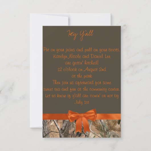 カモフラージュ ウェディング インビテーション (正面)