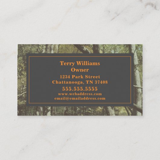 カモフラージュ+オレンジディアアウトドアリテール 名刺 (裏面)