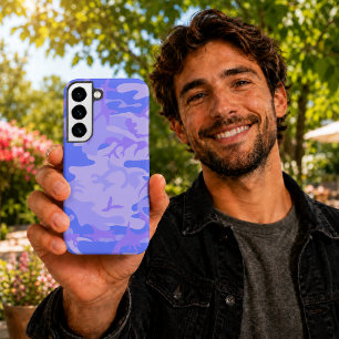 カモフラージュ パステルブルー 抽象的パターン SAMSUNG GALAXY S22+ケース
