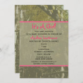 カモフラージュ&ピンクベビーシャワー招待状 招待状 (正面/裏面)