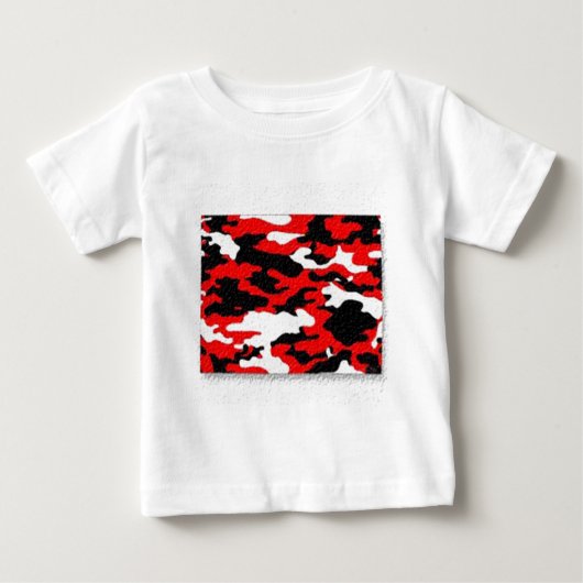 カモフラージュ レッド柄 ベビーTシャツ (正面)