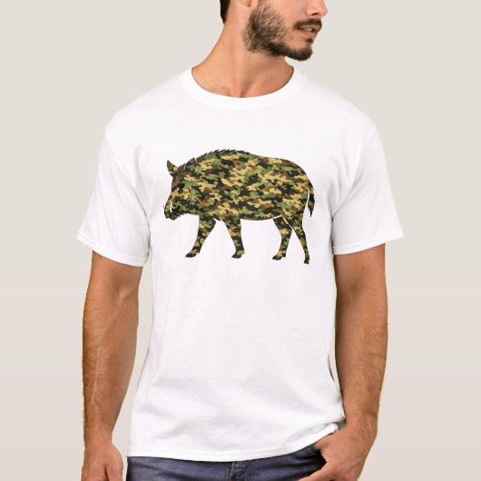 カモフラージュ ワイルド ブタ Tシャツ (正面)