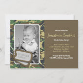 カモフラージュ/迷彩柄テーマフォト誕生日 招待状 (正面)