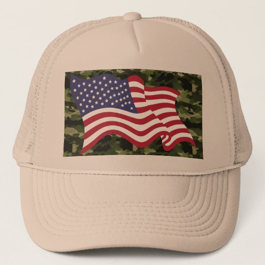 カモフラージュUSAフラッグハット毎日の衣服 キャップ (正面)
