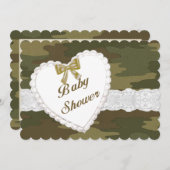 カモフラージレースハートベビーシャワー招待状 招待状 (正面/裏面)