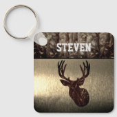 カモフラージ鹿狩り名クールバック男性 キーホルダー (正面)