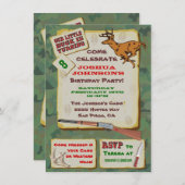 カモフラージ鹿狩り誕生日パーティー 招待状 (正面/裏面)