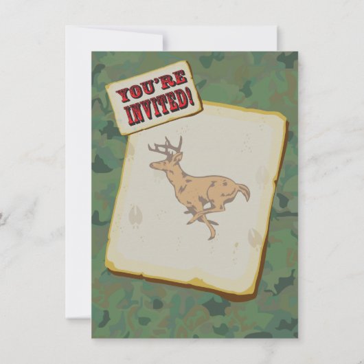カモフラージ鹿狩り誕生日パーティー 招待状 (裏面)