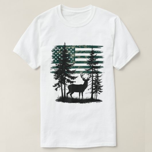 カモフラ アメリカ国旗 狩猟 シルエット ハンターズ Tee Tシャツ (デザイン正面)