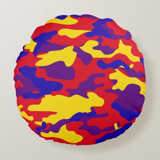 カモフ鮮やかラージ ラウンドクッション (正面)