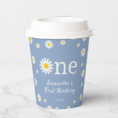 カモミールかわいいデイジーブルーファースト誕生日パーティー 紙コップ (裏面)