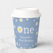 カモミールかわいいデイジーブルーファースト誕生日パーティー 紙コップ (正面)