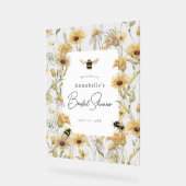 カモミールとデイジーのブライダルシャワー歓迎 アクリルサイン (傾斜)