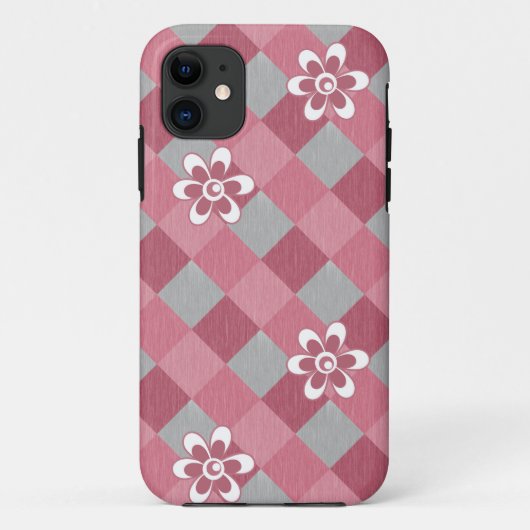 カモミールの花を持つ灰色とピンクのプライド Case-Mate iPhoneケース (裏面)