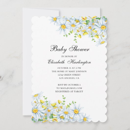 カモミールの花国のフローラの赤ちゃんシャワー 招待状 (正面)