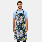 カモミールの花：ダークブルーの水色。 エプロン (着用した状態)