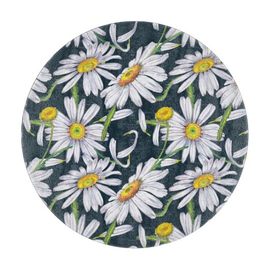 カモミールの花:ダークブルーの水色。 カッティングボード (正面)