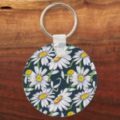 カモミールの花：ダークブルーの水色。 キーホルダー (正面)