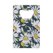 カモミールの花:ダークブルーの水色。 クレジットカード栓抜き (裏面)