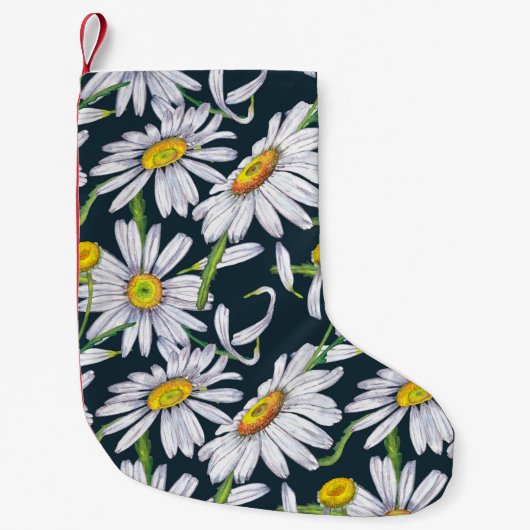 カモミールの花:ダークブルーの水色。 スモールクリスマスストッキング (正面)