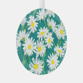 カモミールターコイズ:フローラシームレスイラストレーション。 ガラスオーナメント (正面右)