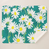 カモミールターコイズ:フローラシームレスイラストレーション。 シェルパブランケット (正面(横))
