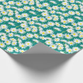 カモミールターコイズ:フローラシームレスイラストレーション。 ラッピングペーパー (角)